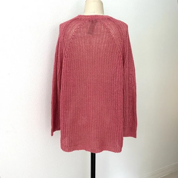 J.Crew Linen Beach Sweater NWT Dusty Rose Ribbed Oversized Relaxed-fit L - Picture 4 of 6